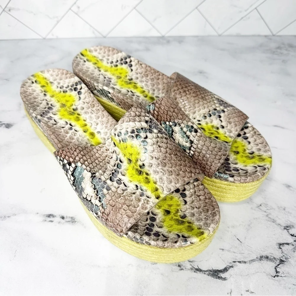 Kate Spade Zia Platform Leather Espadrille Snake Print Size 9 B